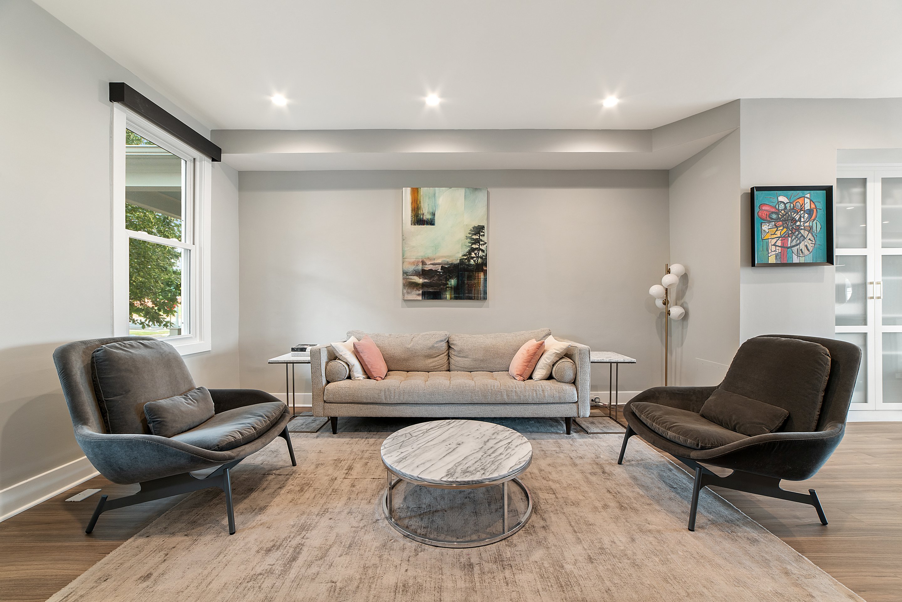 A tasteful, understated living room in neutral colors Wilcox Electric DC